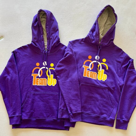 Champion Tops - Unisex Champion Purple “Team Up” Hoodie Set Size S & M Matching Bundle